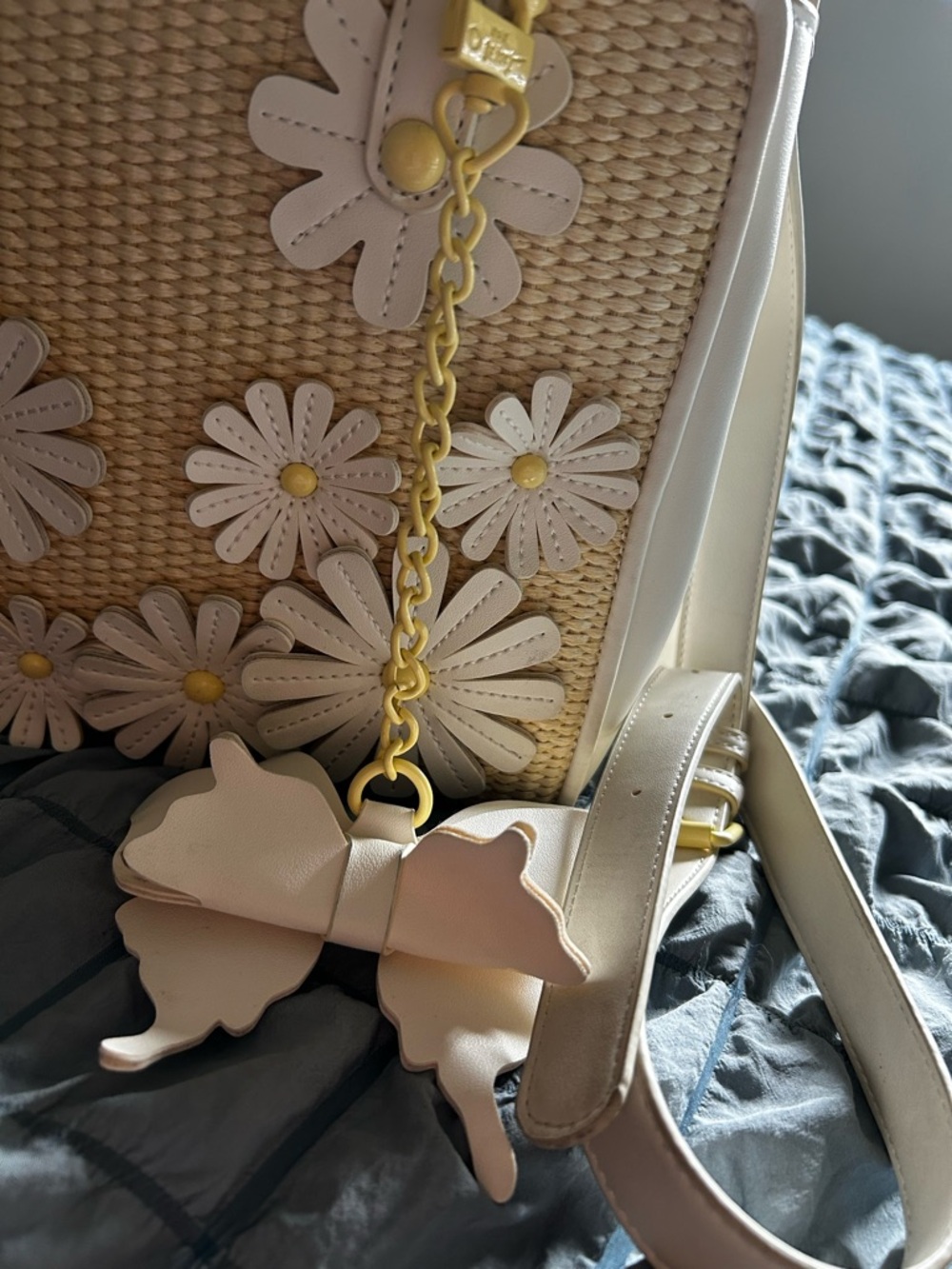 Betsey Johnson Cream and White Satchel/crossbody with Whimsical Details - Picture 2 of 15